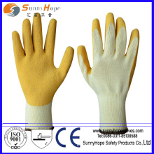 Crinkle finish Palm coated latex gloves manufacturers